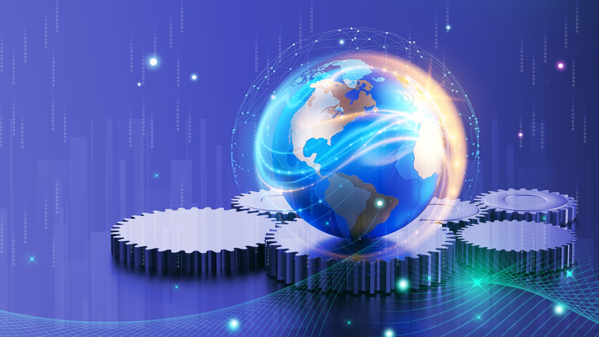 Global Network Connection Technology Gears 3D